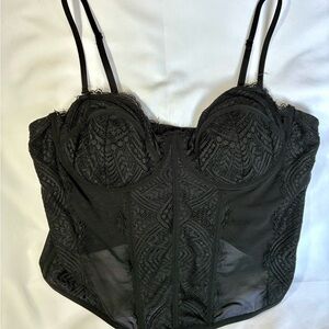 Garage Black Lace Corset Bra with Sweetheart Neckline & adjustable straps